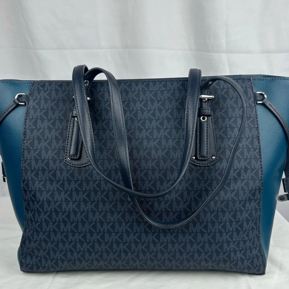 Michael Kors Teal & Black Tote Bag - Picture 2 of 4